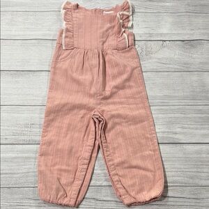 Savannah Baby Girls Pink Ruffled Jumpsuit with Relaxed Fit
